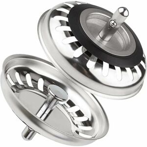 Dewdat - 2 Pack Stainless Steel Kitchen Sink Stopper, 79.3mm Universal Kitchen Sink Strainer for Kitchen and Bathroom