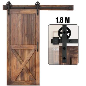 Axhup - Sliding Door Track Set, Stainless Steel Sliding Door Hardware Kit with Spoke Wheels for Single Wooden Door, Heavy Duty - 183cm