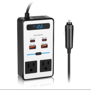 TLILY 200W Car Power Inverter,DC 12V to 110V ac Inverter,for Vehicles Laptop Working,Playing,Travel Most Devices us Plug