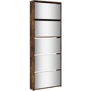 Shoe Cabinet with Mirror 5-Layer Smoked Oak 63x17x169.5 cm vidaXL