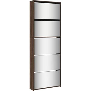 Shoe Cabinet with Mirror 5-Layer Brown Oak 63x17x169.5 cm vidaXL