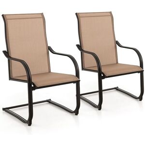 Costway - 2PCS Outdoor Dining Chairs Patio C-Spring Motion w/ Cozy & Breathable Seat Fabric