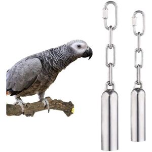 MEMKEY Stainless Steel Bell Toys for Parrots, 2 Pack Stainless Steel Bell Toys with Gentle Sound for Parrots, Macaws, African Greys, Cockatoos, Parakeets,