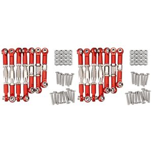 Tlily - 2X for 144001 1/14 rc Car Spare Parts Metal Servo Linkage Steering Rod Tie Rod Set, Red