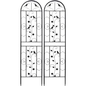 Unho - 2x Tall Metal Trellis Fence Panel Outdoor Garden Arched Plant Growing Support Privacy Screen