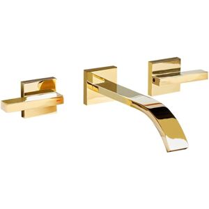 Beliani - 3 Tap Hole Dual Lever Wall Mounted Basin Brass Mixer Tap Gold Berraco