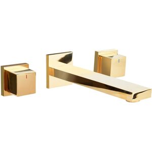 Beliani - 3 Tap Hole Dual Lever Wall Mounted Basin Brass Mixer Tap Gold Pailon