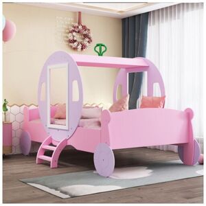 Dewdat - 3FT Princess Carriage Kids Toddler Bed , Single Car Bed, Pink, 90190cm