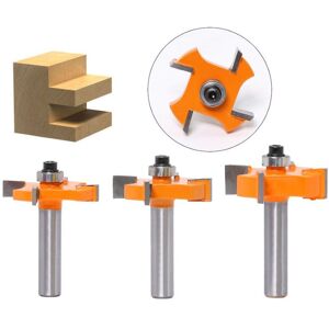Csparkv - 3pcs Tongue and Groove Router Bit - 4 Blades - 8mm Shank - Woodworking Tool - Doors, Tables, Shelves