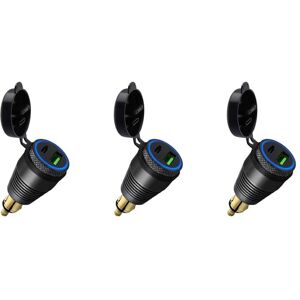 TLILY 3X Motorcycle din Socket Waterproof QC3.0 usb & Type c 30W Power Adapter Charger