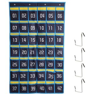 TLILY 42 Numbered Pockets Chart Cell Phone Hanging Organizer Storage Bag for Classroom Calculator Mobile Holders