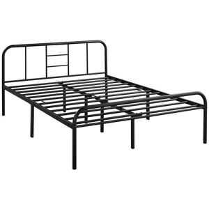 4ft6 Double Metal Bed Frame Iron Bed Foundation,Black - Yaheetech