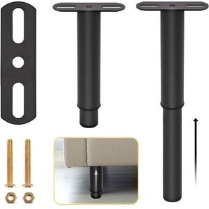 AIPERQ 4pcs Adjustable Metal Bed Legs for Furniture Retractable Black Heavy Duty Retractable Bed Support Feet with Parts for Cabinet Sofa Bed Frame