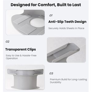 Tlily - 4PCS Bed Sheet Grippers Open Corner Holder with Lock Strips Quilt Cover Fixed Non-Slip Clips Grey