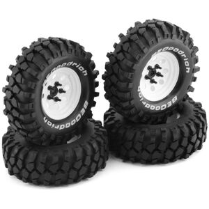 TLILY 4Pcs Metal 110mm Beadlock Deep Dish Wheel Tire Set for /10 Short Course Truck arrma senton 8 Round Holes, White