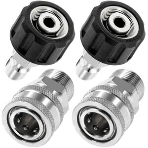 TLILY 4Pcs Pressure Washer Adapter Set, Quick Connect Kit, M22 14mm to Metric Fitting, Stainless Steel
