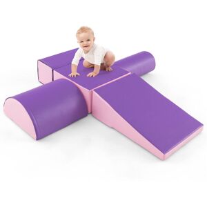 Costway - 5-Piece Climb and Crawl Activity Play Set Sliding Safe Soft Foam Playset