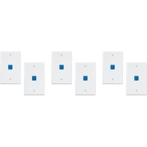 TLILY 6 Pack 1 Port Ethernet Wall Plates, Faceplates RJ45 Cat6 to , Port