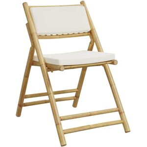 Vidaxl - 6 Piece Folding Bistro Chairs with Cream White Cushions Bamboo