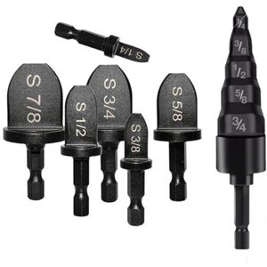TLILY 7Pcs Manual Copper Pipe Swaging Tool Drill Bit,6Pcs Expander Bit 5 in 1 Air Conditioner