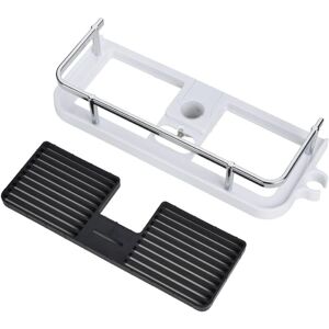 ZVD Abs Plastic Adjustable Telescopic Shower Shelf, Bathroom Organizer Soap Holder for Storing Shampoo Soap, No Drilling Mounting for 19mm-25mm