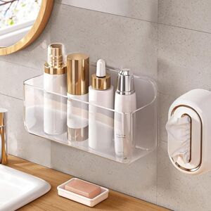 Groofoo - Acrylic Wall Mount Organizer, 10.6'D x 5'W x 6'H, Large Size Adhesive Wall Self, Shower Caddies Organizer, Bathroom Shelves Wall Caddy with