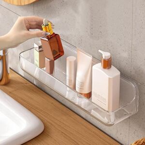 GROOFOO Acrylic Wall Mounted Shower Caddy, Clear, Large Size 12.8L x 3.6' w x 3.3' h, Acrylic Shelf, No Drilling Walls Adhesive Shelf, Bathroom Shelves with