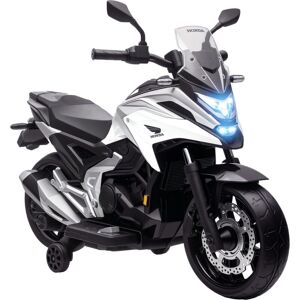 Aiyaplay - 12V Honda Licensed Kids Electric Motorbike w/ Music, Headlights, Early Education Function, for 3-6 Years White
