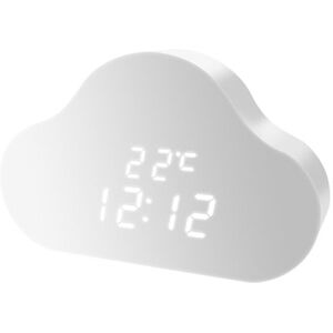 Tlily - Alarm Clock Cloud Clock Bedside Snooze Small Alarm Clock Student Calendar Luminous led Voice Digital usb Home Clock-White