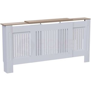 Home Discount - Arlington Radiator Cover mdf Modern Cabinet Slatted Grill, White, Adjustable
