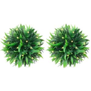 Artificial Boxwood Balls with LED Lights 2 pcs Green 30 cm vidaXL