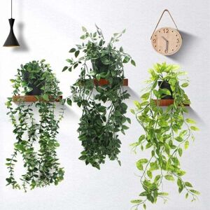YMYNY Artificial Hanging Plant, 3pcs Artificial Green Plants with Pots for Indoor Outdoor Decoration, Fake Ivy Plant for Party, Kitchen, Garden, Office mumu