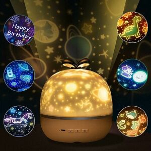 DEWDAT Baby Night Light Projector, Kids Night Light Projector Lamp with 360° Rotation, 6 Projection Movies, for Kids, Bedroom, Gifts, Birthday, Christmas,