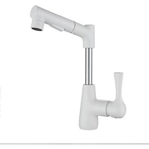 SHUNLI Basin Mixer Tap with Hand Shower 360 Degree Rotation Brass Bathroom Sink Faucet White Bathroom Mixer Tap Pull Out Sprayer Basin Faucet