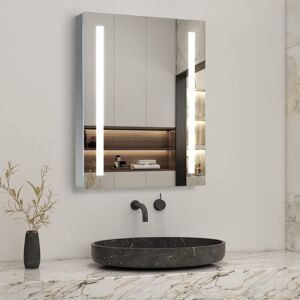 Acezanble - Bathroom Mirror Cabinet with led Lights, 500x700mm Illuminated led Bathroom Mirror Cabinet with Shaver Socket Dimmable Switch 3 Colors