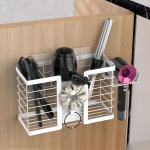 GROOFOO Bathroom Organizers and Storage, 3 in 1 Metal Wall Mount for Flat Iron, Curling Iron, Straightener, Hair Care & Styling Tools (White)