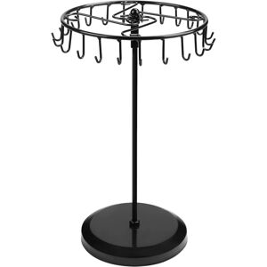 Linghhang - Black Copper Metal Swivel Jewelry Display Stand (23 Hooks) - H34.8 x W20.5 cm - Jewelry Display Tower - Holder for Necklaces, Bracelets,