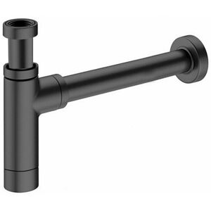Gravahaus - Black Matt Modern Round Bottle Trap Waste Bathroom Basin Sink Adjustable Height - Matt Black