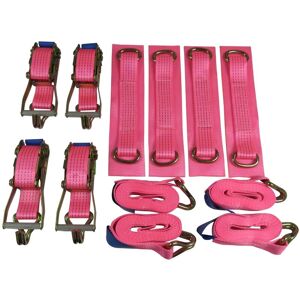 Securefix Direct - Car Transporter Wheel Strap Set 50MM (6M Set of 4 Trailer Recovery Soft Link Belt Pink)