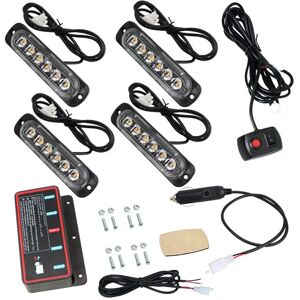 Tlily - Car Wireless Remote Control 12V One Tow Four in the Network Flashing Lights 24LED High-Power Emergency Lights b
