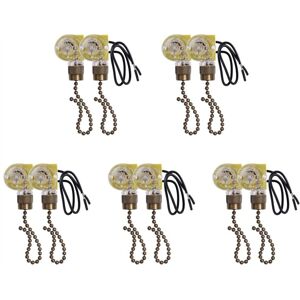 Tlily - Ceiling Fan Light Switch Zing Ear ZE-109 Two-Wire Light Switch with Pull Cords for Ceiling Light Fans Lamps 10Pcs Bronze
