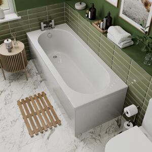 Ceramica - 1500x700mm Bathroom Single Ended Curved Bath Acrylic White with Front Panel