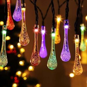 YMYNY Christmas Light Garlands, Christmas Solar Outdoor Light Garland, Multicolor Guinguette 40 led 20ft Water Drop Light Garland Waterproof Raindrop Light