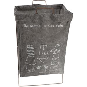 Groofoo - Collapsible Metal x Frame Laundry Hamper Waterproof Multifunctional Foldable Laundry Basket with Bag for Dorm Apartment Grey l