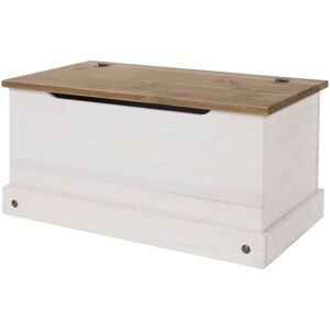 Home Source - Corona White Ottoman Storage Wood Chest Toy Chest Bedding Pine Blanket Box