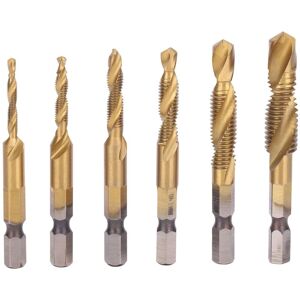 Csparkv - 6pcs) Tap Combination Bit Set, hss Spiral Hex Shank Combination Tapping Bit, Hex Shank Tool Kit M10 M8 M6 M5 M4 M3 Tapping Tools