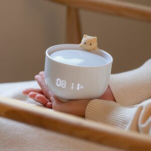 DEWDAT Cute Cat Alarm Clock for Kids, Alarm Clock for Bedroom, Kawaii Room Decoration Clock for Girls, Hello Kitty Alarm Clock with usb Charger, for Gentle