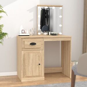 Bonnevie - Dressing Table,Vanity Table with led Sonoma Oak 90x50x132.5 cm Engineered Wood VSVS5066179