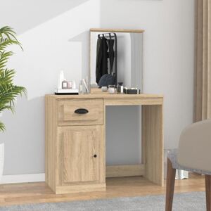 Bonnevie - Dressing Table,Vanity Table with Mirror Sonoma Oak 90x50x132.5 cm Engineered Wood VSVS9375526