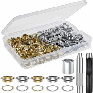 Eyelet Kit 100 Set Grommets Eyelets Kit for Leather, Canvas, Tent, Awning (1/2 Inch)